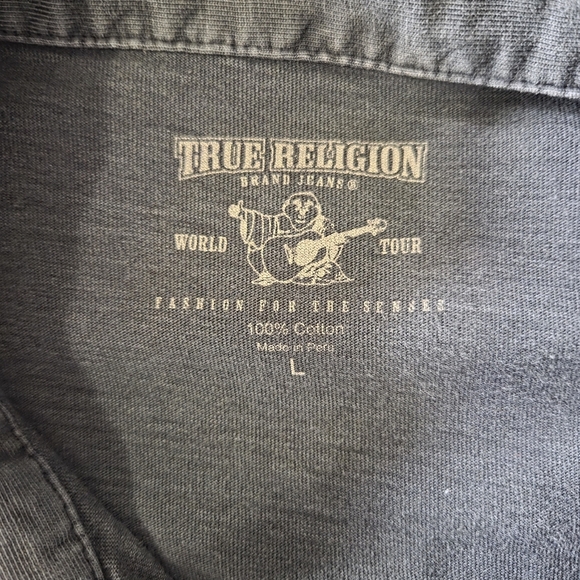 True Religion Womans Black Short Sleeve Polo Size L - Picture 3 of 6